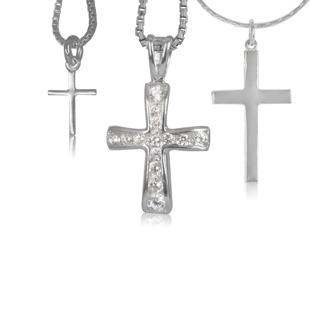 Silver cross necklaces