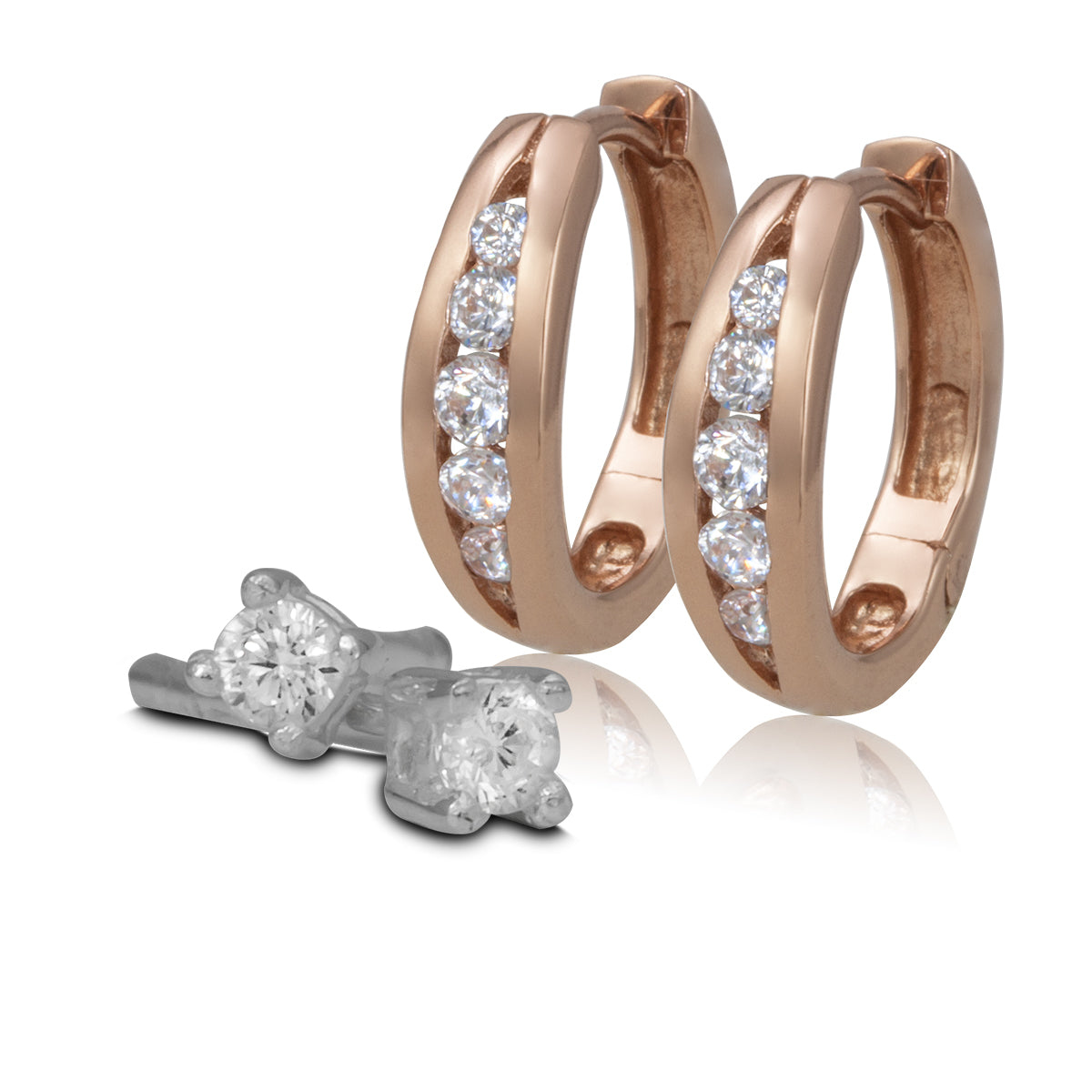 Sterling silver hoop and stud earring