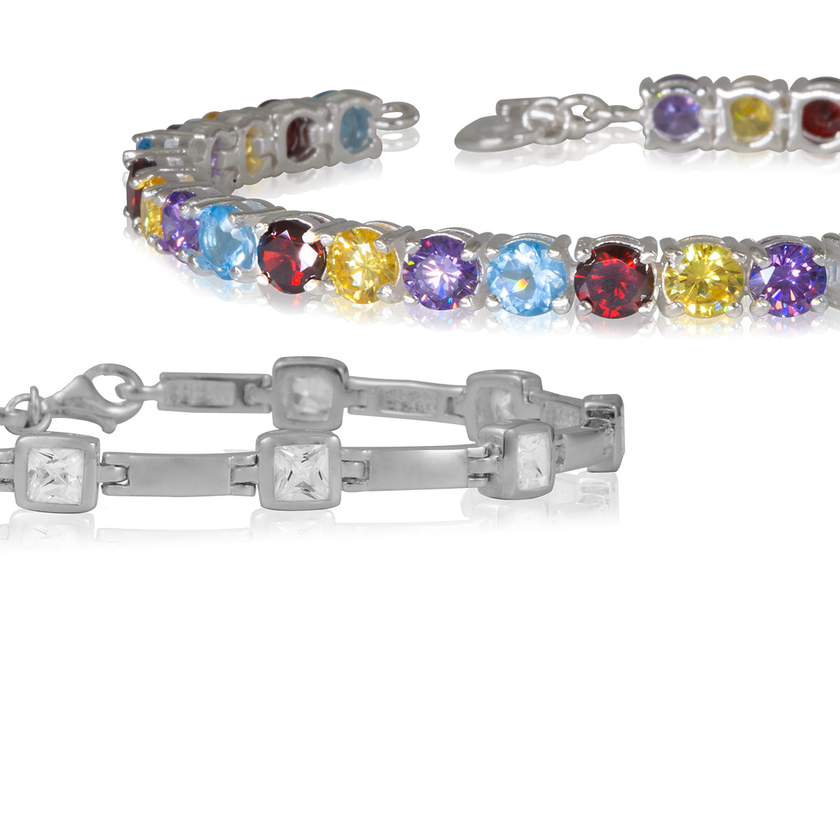 Colourful gemstone tennis bracelet