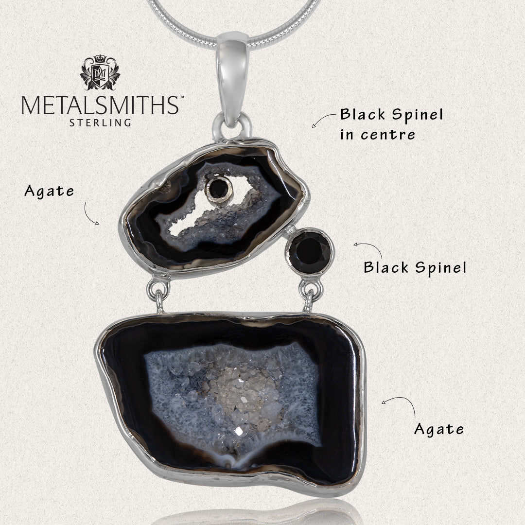 Black Agate Double Pendant