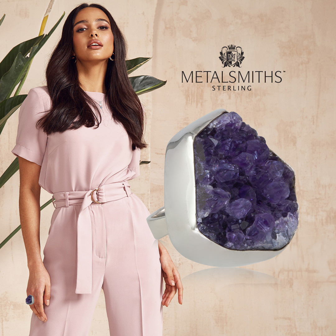 Rough Amethyst Crystal Ring