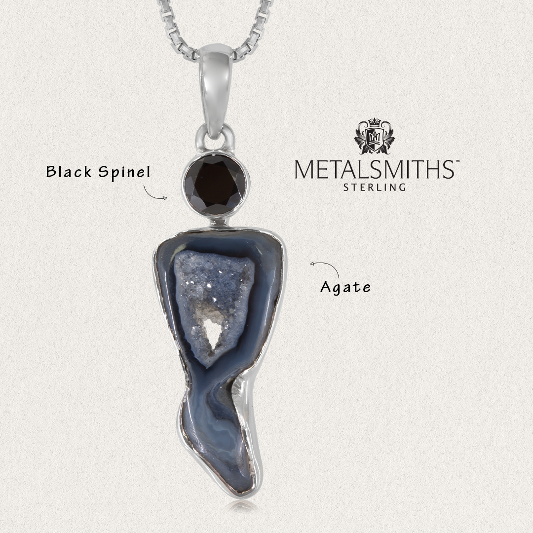 Black Spinel & Black Agate Pendant