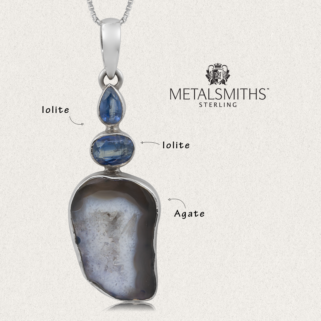 Iolite and Denim Agate Pendant