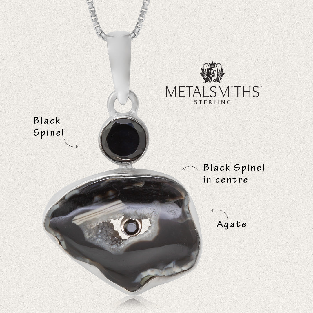 Black Spinel & Black Agate Pendant