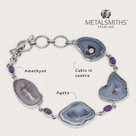 Amethyst Agate & Amethyst Toggle Bracelet