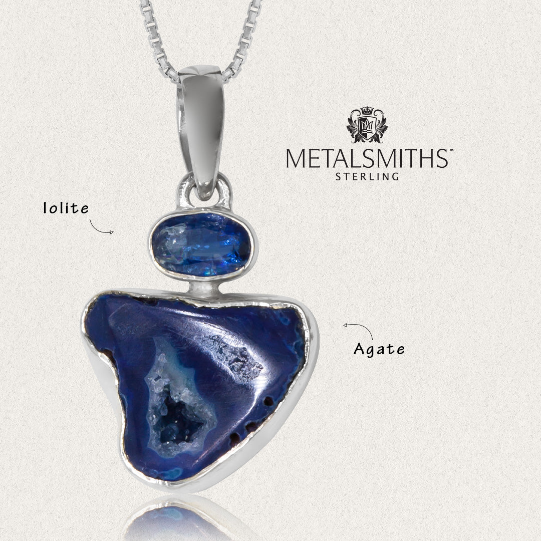 Iolite & Denim Agate Slice Pendant