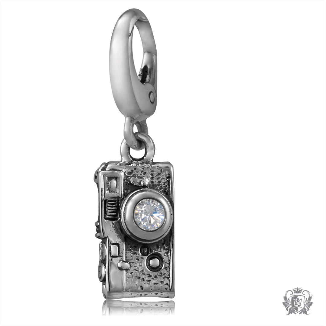 Vintage Camera Charm with Cubic Lens