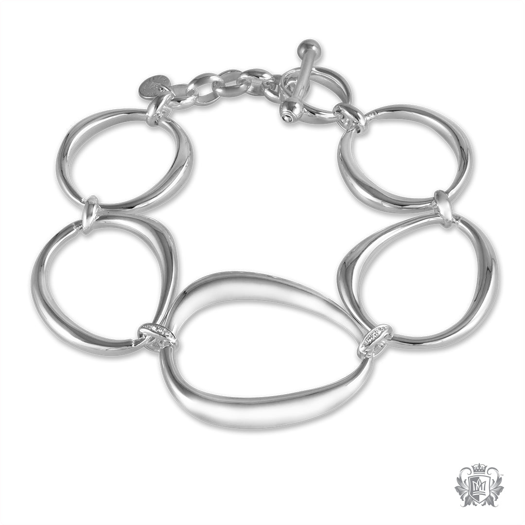 Oval Link Bracelet with Diamond Accents Toggle Clasp