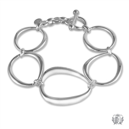 Oval Link Bracelet with Diamond Accents Toggle Clasp