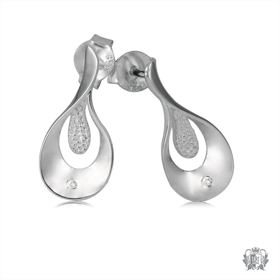 Textured Drop Studs with Diamonds