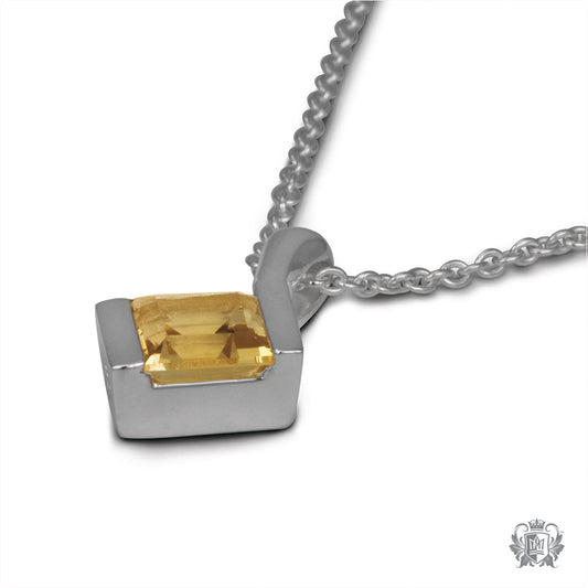 Large Offset  Pendant - Citrine