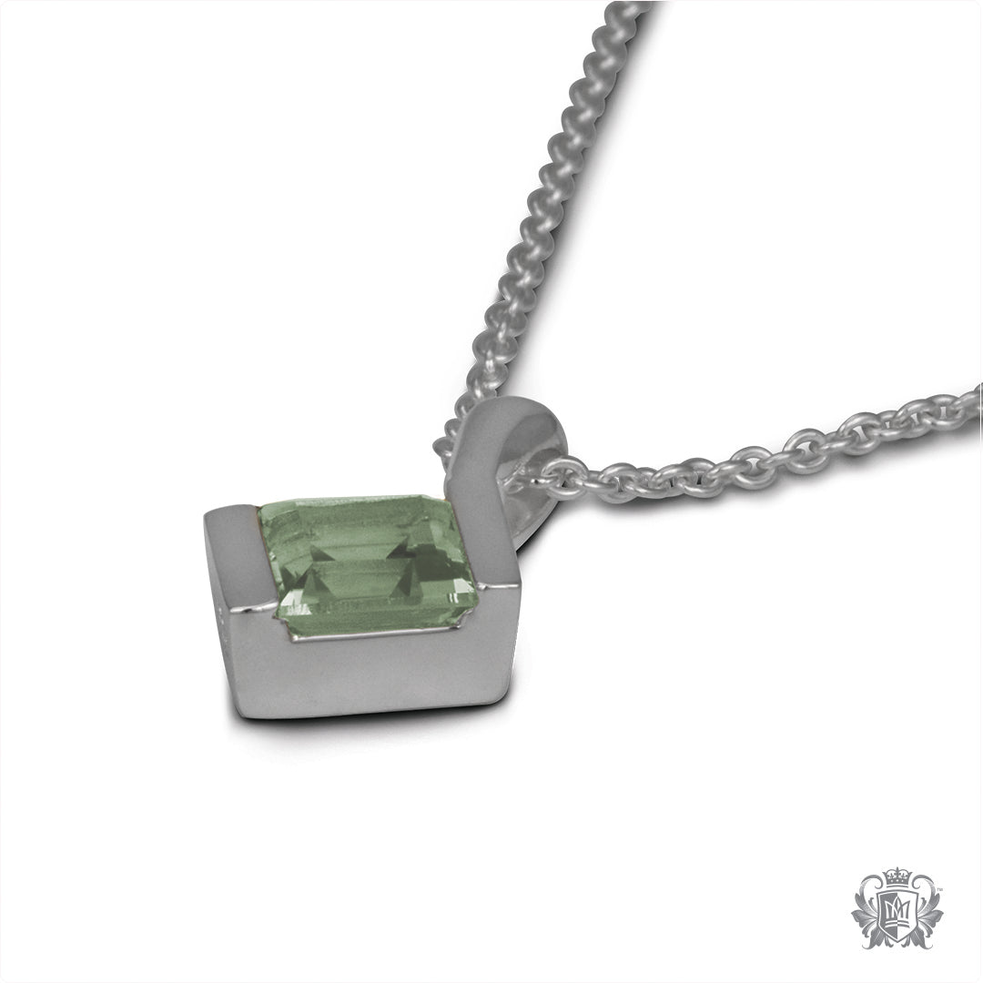 Large Offset Pendant - Green QuartZ