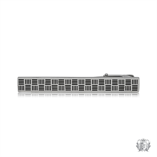 Dashing Line Oxidized Tie Clip