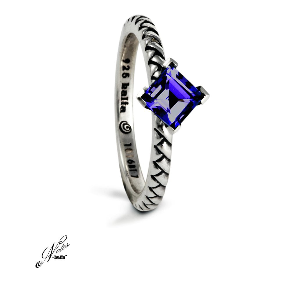 Mermaid Tail Notes Stacking Ring - Amethyst, Blue Topaz
