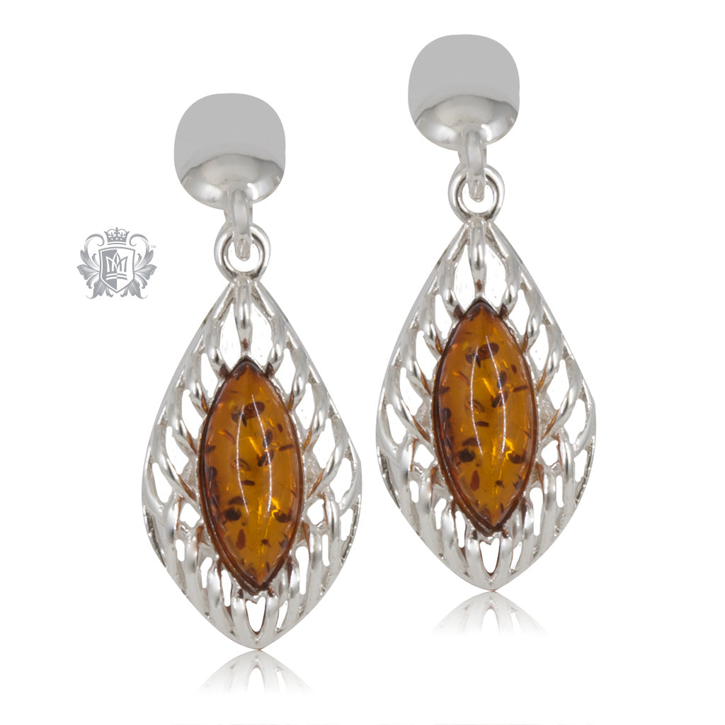 Amber Swirl Marquise Earrings