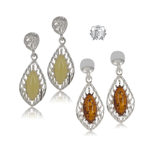 Amber Swirl Marquise Earrings