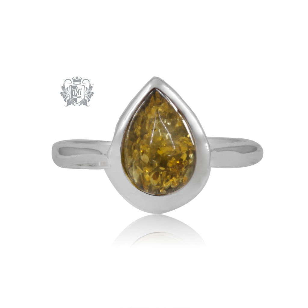 Amber Tear Drop Ring