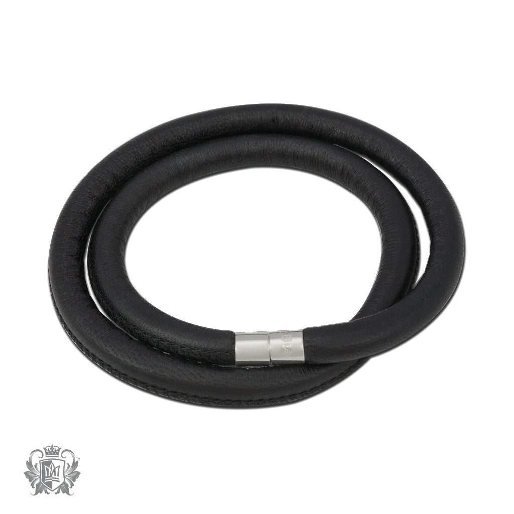 Single, Double and Triple Wrap Black Leather Embrace Bracelet