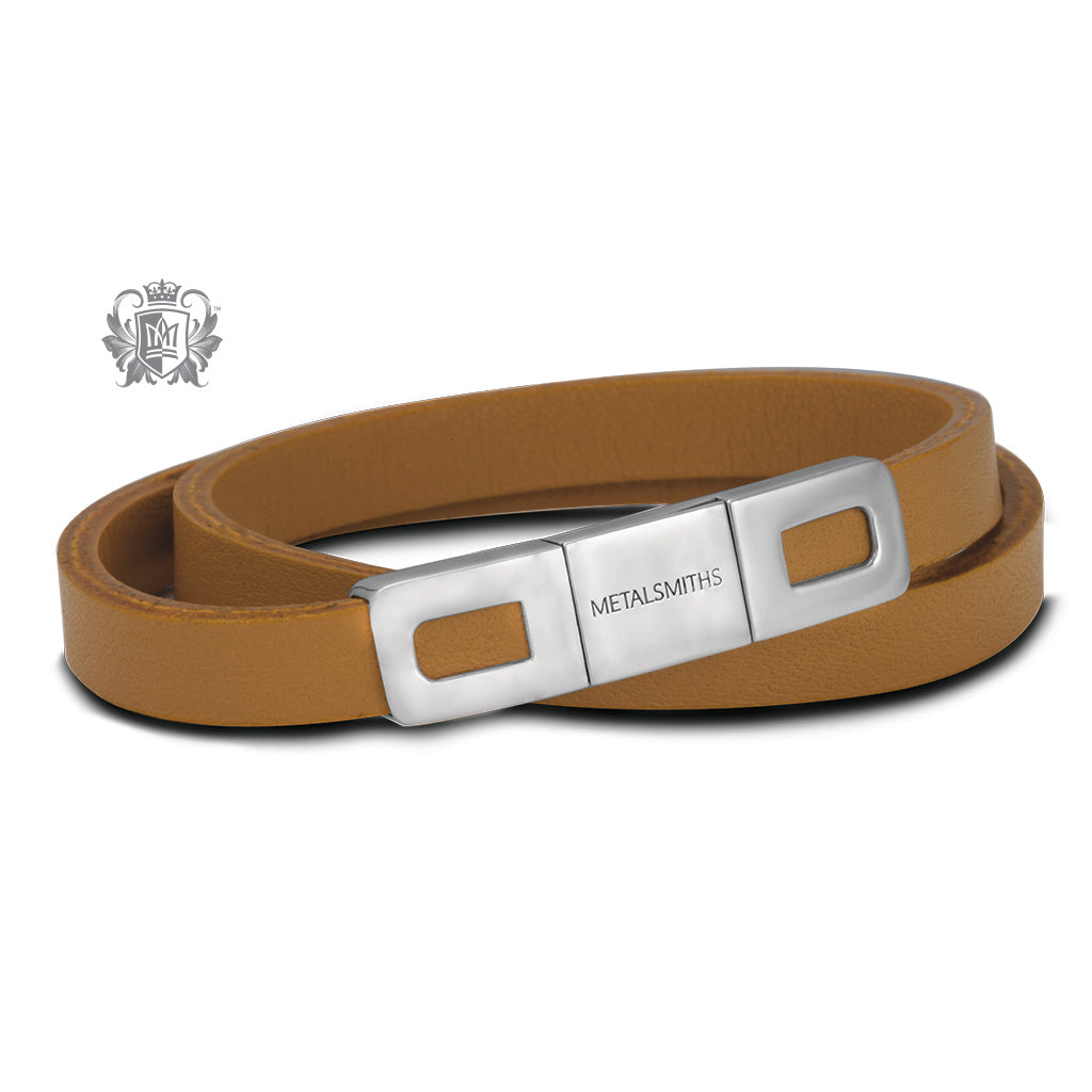 Double Wrap Leather Bracelet with Punch Out Clasp
