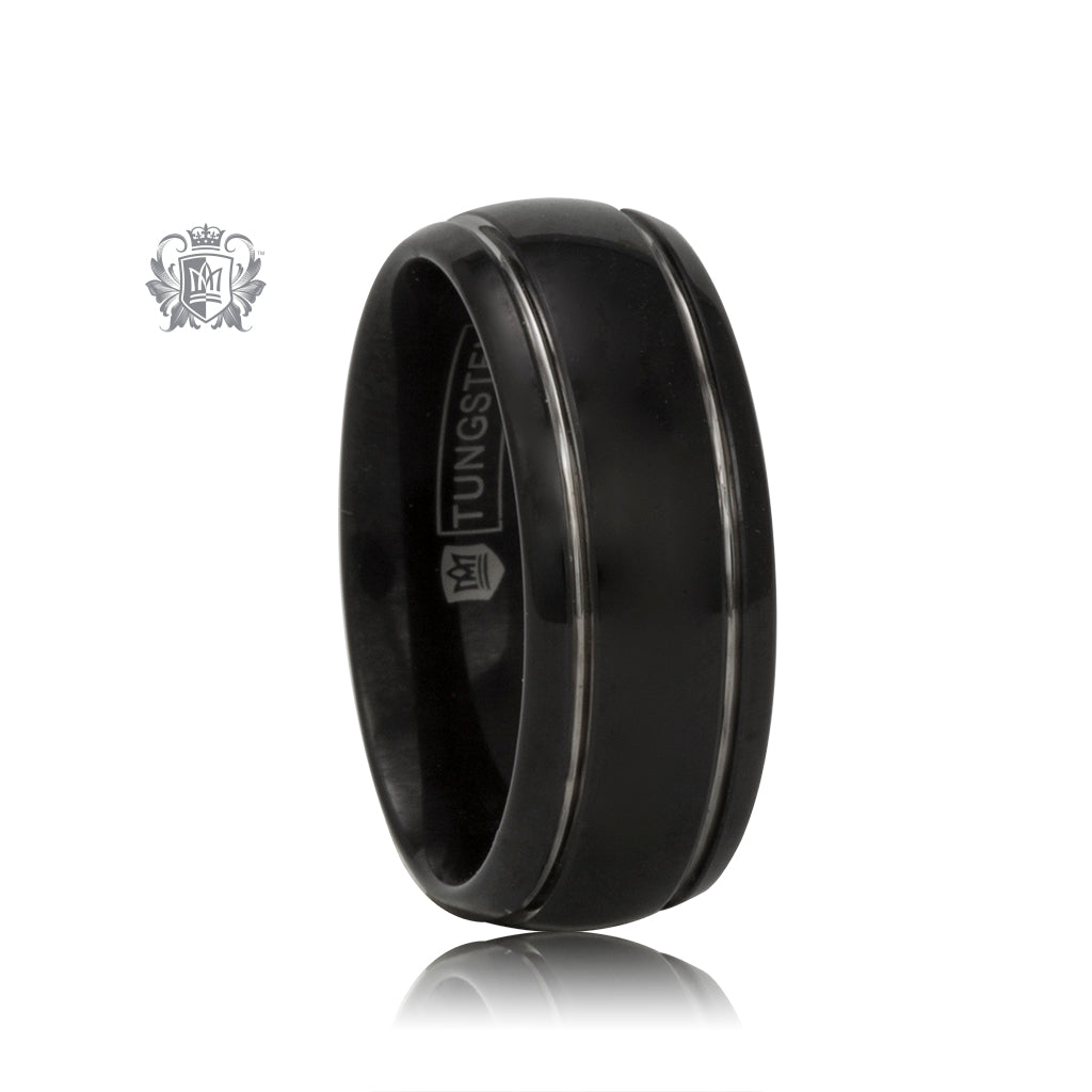 Black Tungsten Double Polish Line Band