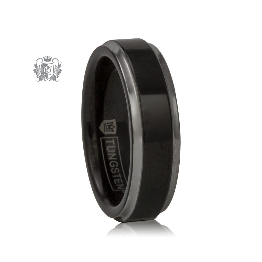 Black Tungsten Polished Edge Band