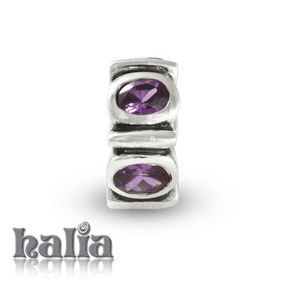 February Birthstone -  Sterling Silver Birthstone Bead