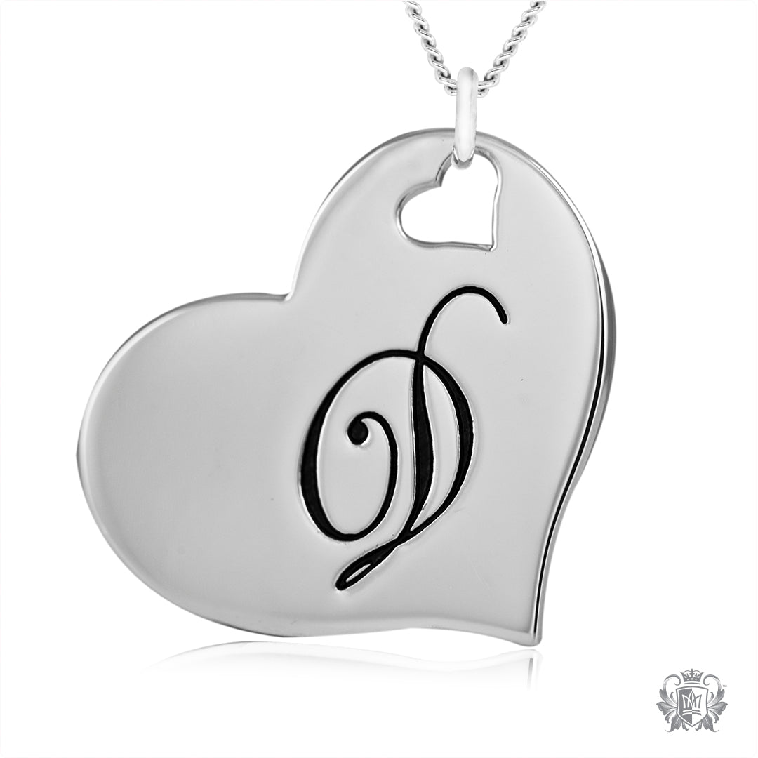 Engraved Letter D Initial Heart Pendant – Metalsmiths Sterling