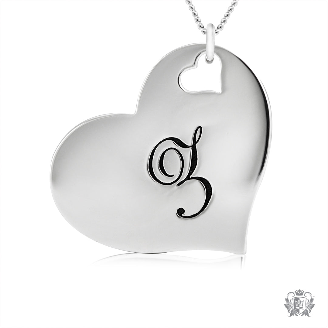 Engraved Letter Z Initial Heart Pendant