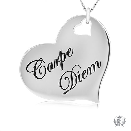 Engraved Heart Pendant - Carpe Diem