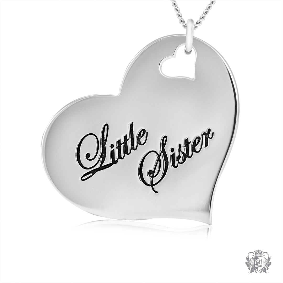 Engraved Heart Pendant - Little Sister