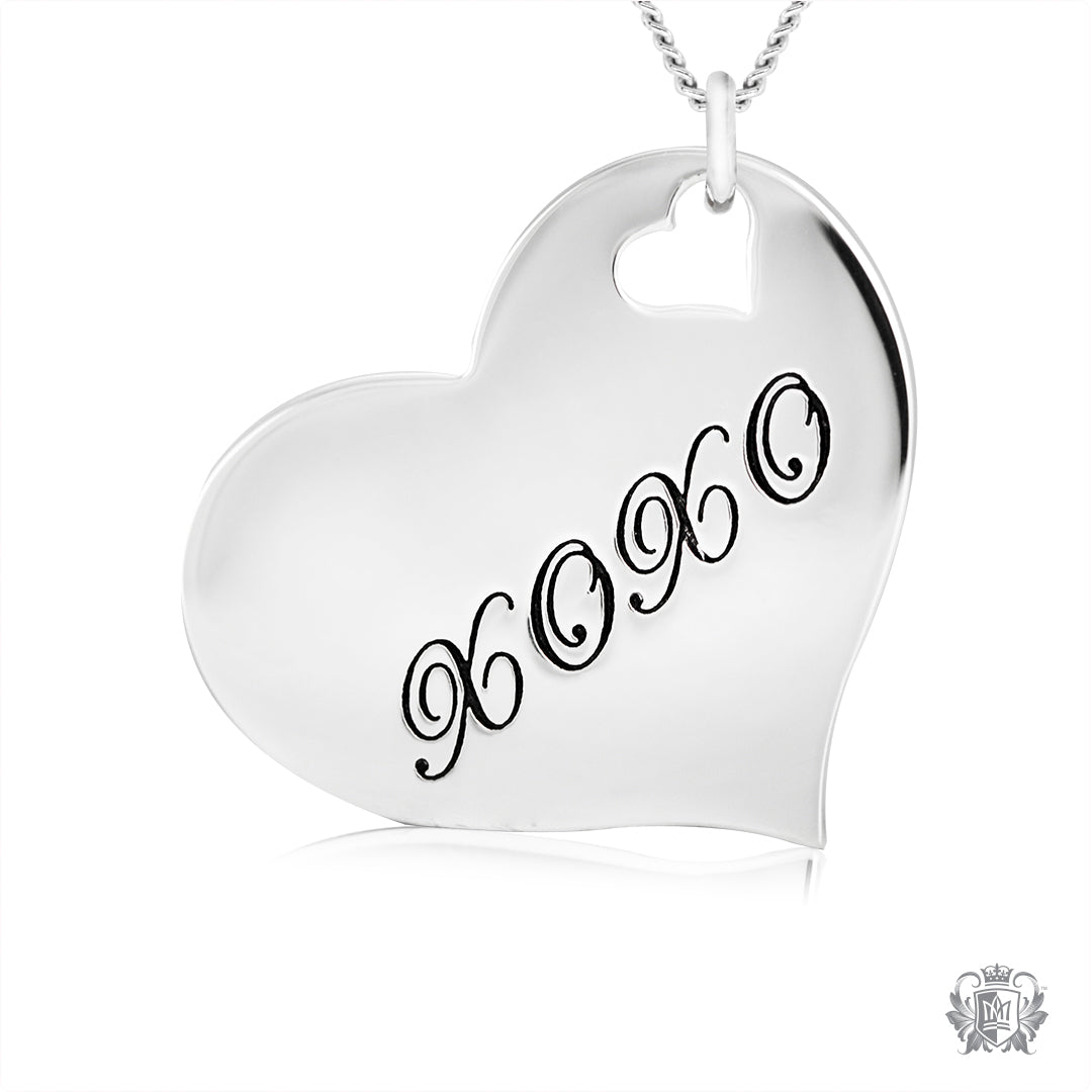 Engraved Heart Pendant - XOXOXO