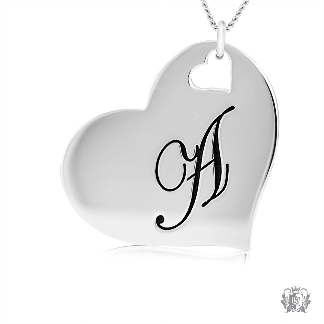 Engraved Letter A Initial Heart Pendant – Metalsmiths Sterling