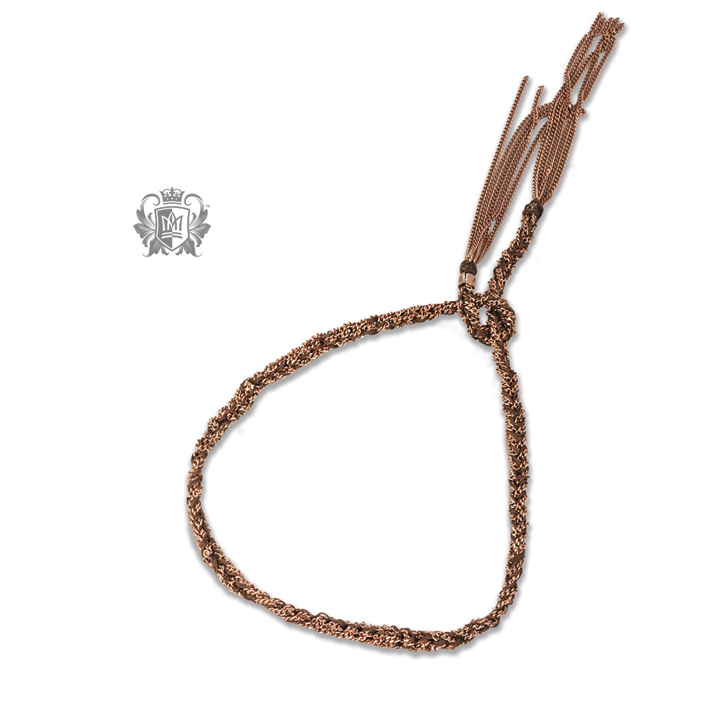 Rose Gold Dipped Sterling Silver & Silk Knotted Bracelet