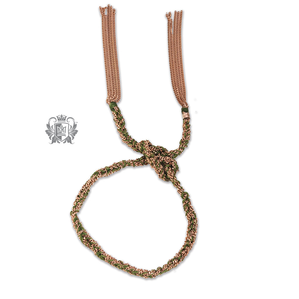 Rose Gold Dipped Sterling Silver & Silk Knotted Bracelet