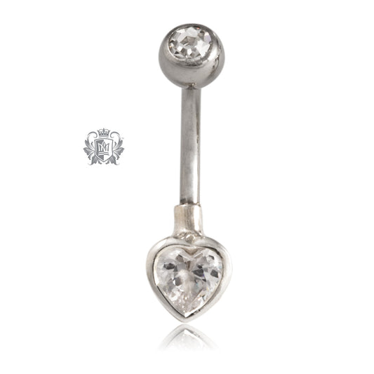 Bezel Set Heart Belly Ring