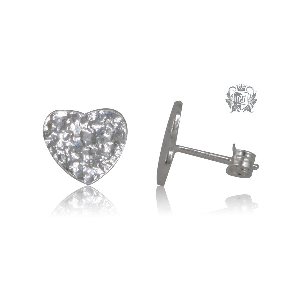 Heart Hammered Stud Earrings