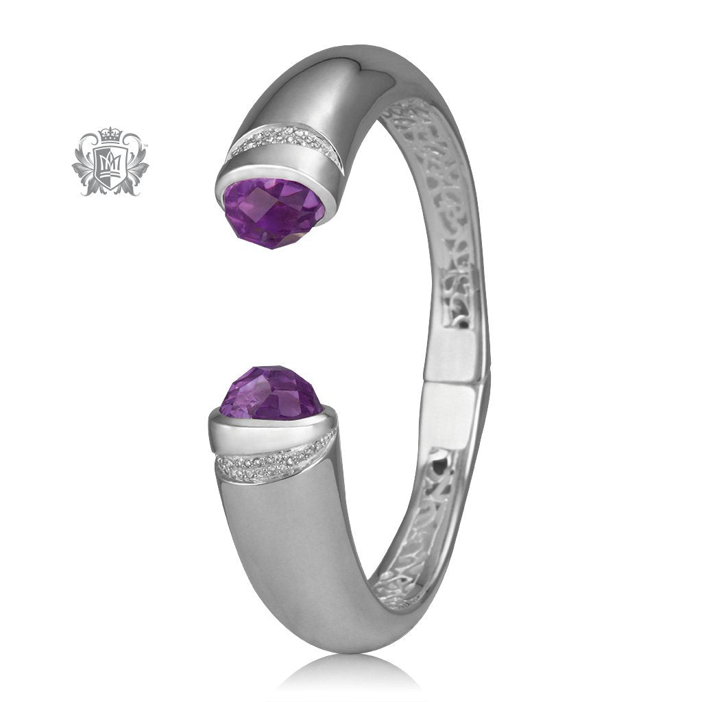 Checker Cut Bullet Bangle with Azure Detailing & Diamond Accents