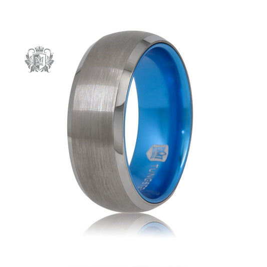 Grey/Blue Tungsten Bright Inside Band Metalsmiths Sterling