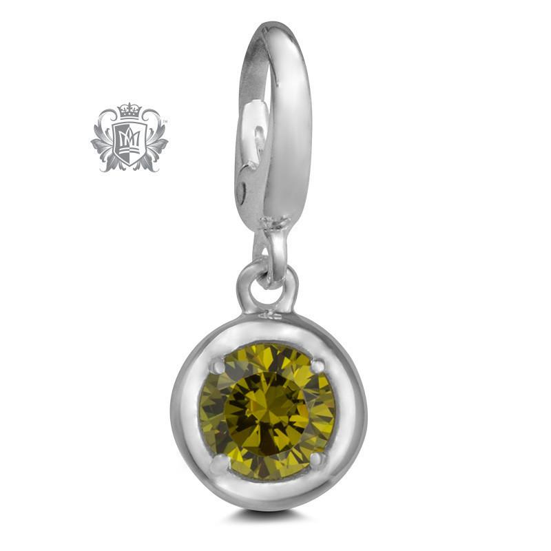 Birthstone Charm - 12 Colours Available - August/Peridot CZ Charm - 9