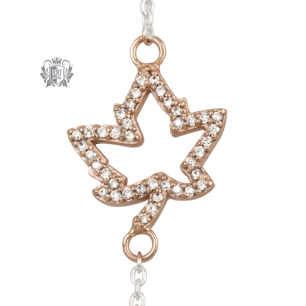 Metalsmiths Sterling Silver Sparkling Maple Leaf Bracelet Rose Gold Dipped