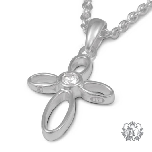 Looped Cross with Bezel Cubic -  Gemstone Pendants - 2
