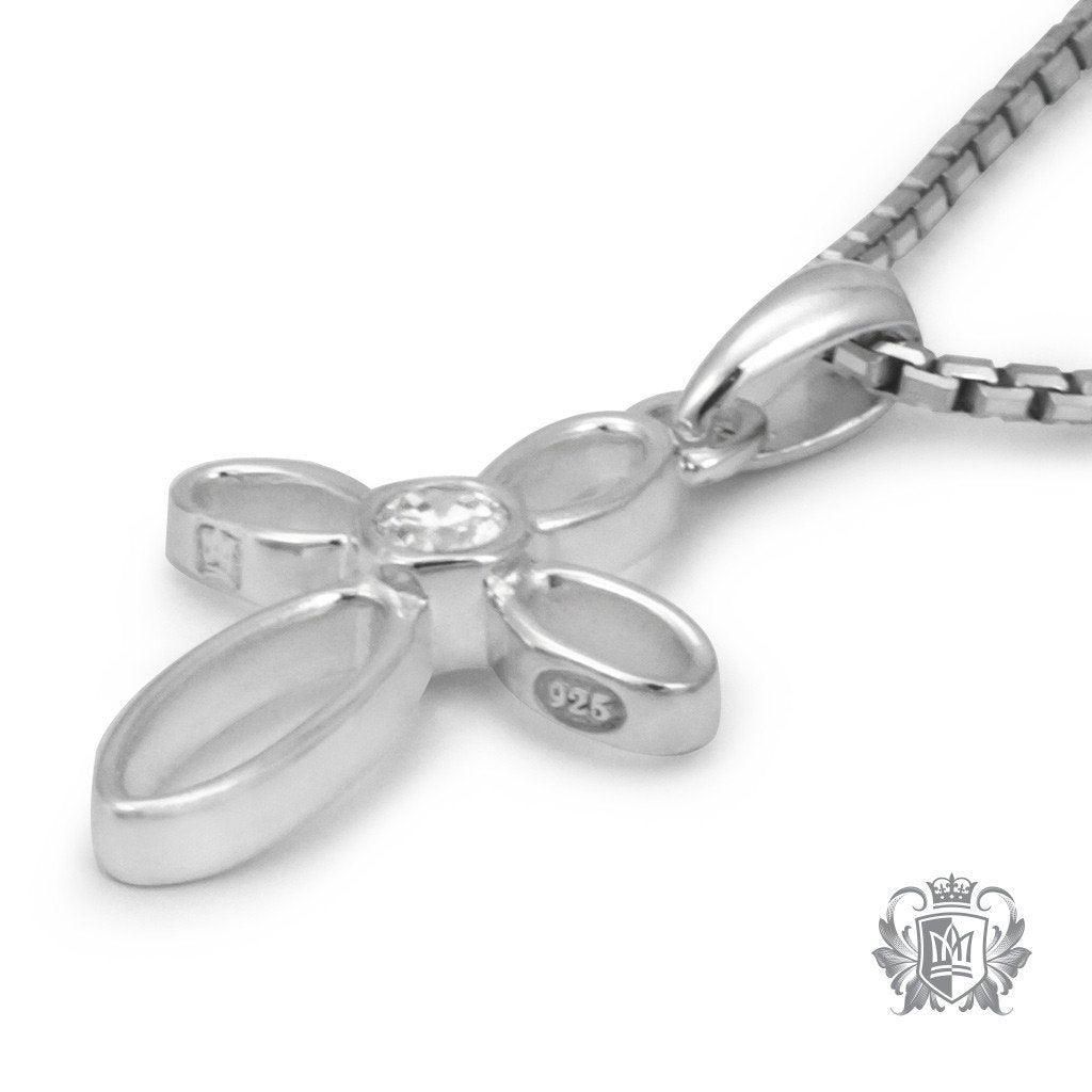 Looped Cross with Bezel Cubic -  Gemstone Pendants - 3