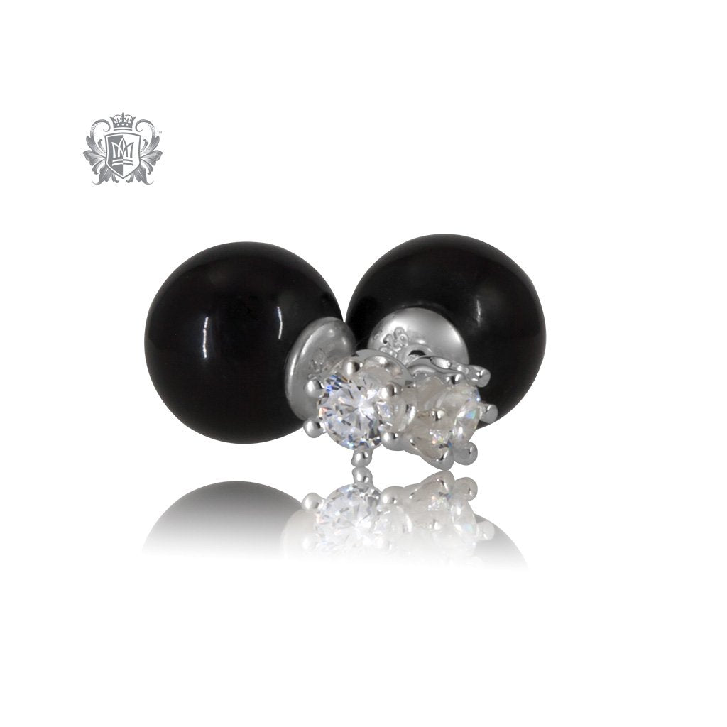 Double Stud Earrings Black Onyx Prong Set Cubic – Metalsmiths