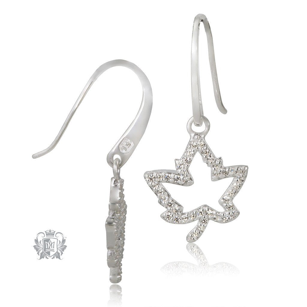 Metalsmiths Sterling Silver Sparkling Maple Leaf Earrings - side