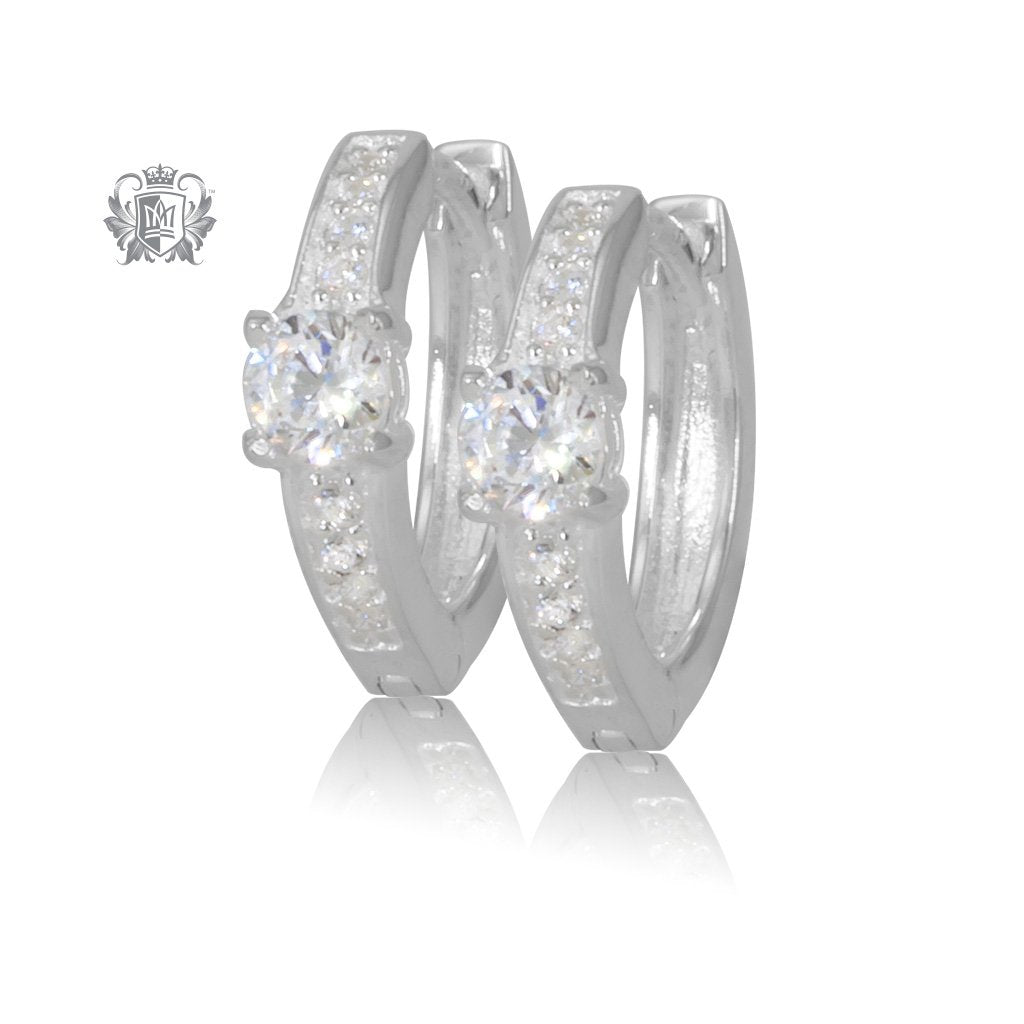 Metalsmiths Sterling Silver Petite Pavé Prong Set Huggies