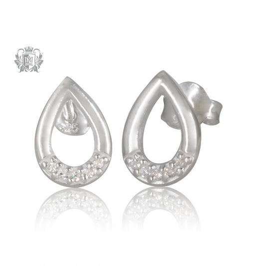 Pear Drop Cubic Stud Earrings Metalsmiths Sterling Silver