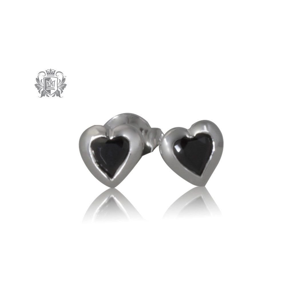 Black Cubic Heart Studs