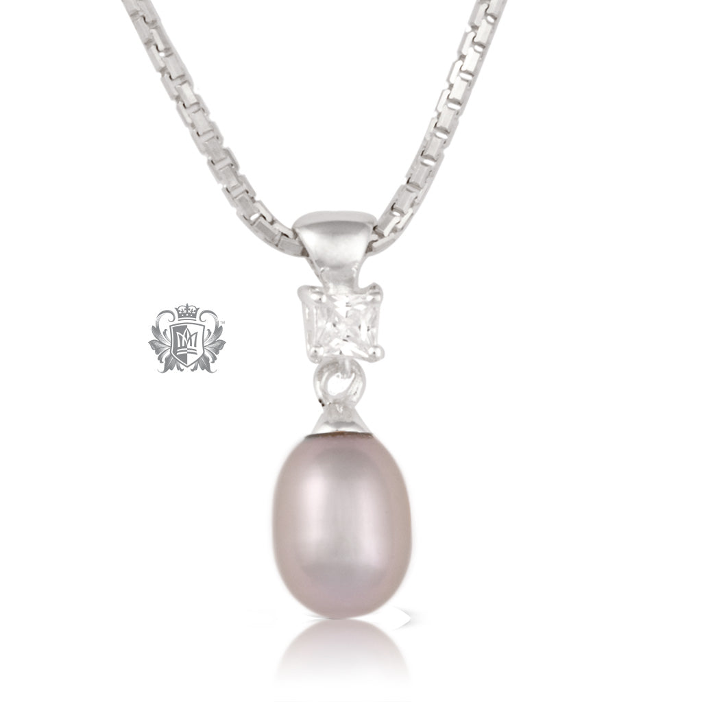 Square Cubic Fresh Water Pearl Pendant