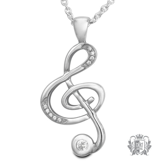 Large Cubic Treble Clef Pendant - 18 inch chain Gemstone Pendants - 1