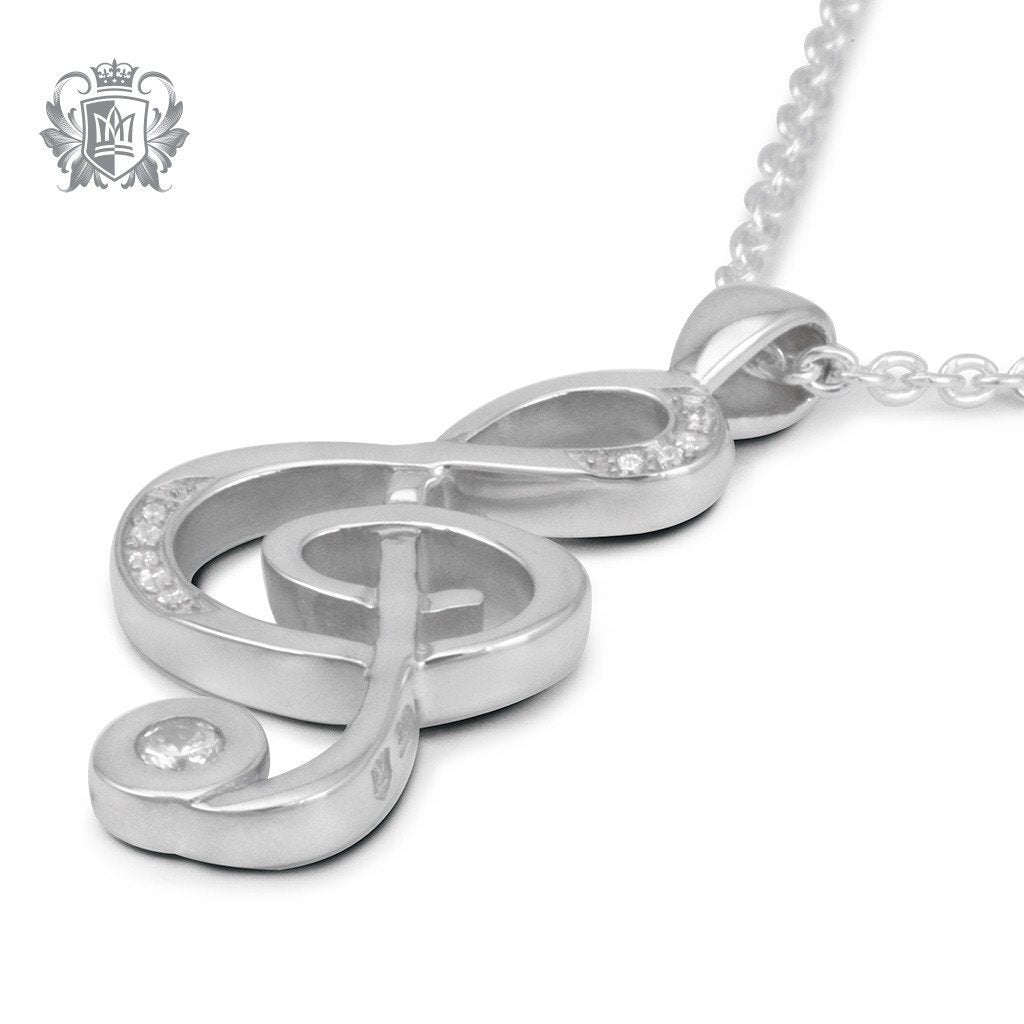 Large Cubic Treble Clef Pendant - Gemstone Pendants - 2